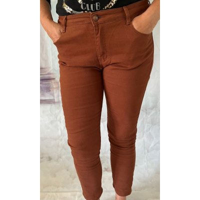 Kalhoty jeansové barevné Karamelová hnědá