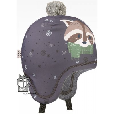 Dráče čepice zimní Laponka Polarka 34 šedá s mývalem funkční teplá krytím uší – Sleviste.cz