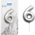 LUMA Svíčka č. 6 balónek STŘÍBRNÝ – Zboží Dáma