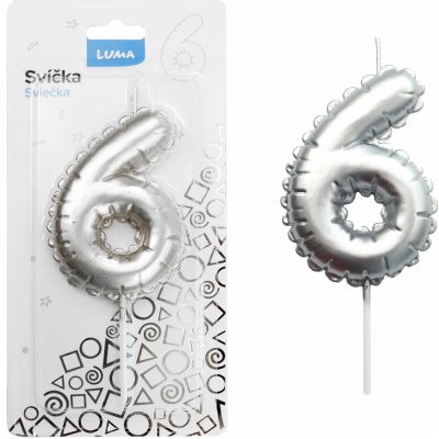LUMA Svíčka č. 6 balónek STŘÍBRNÝ – Zboží Dáma