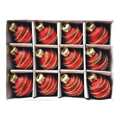 Anděl Sada skleněných baněk s glitry 3 cm červená 12 ks 19067 – Zbozi.Blesk.cz