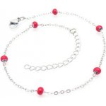 Šperky4U Ocelový náramek na nohu s červenými korálky RN1159 – Zboží Mobilmania