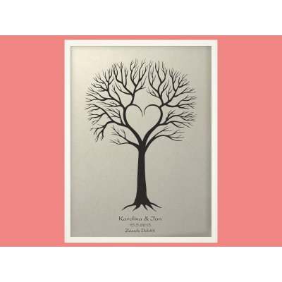 Svatební strom 4 se jmény v bílém rámu 53 x 73 cm – Hledejceny.cz