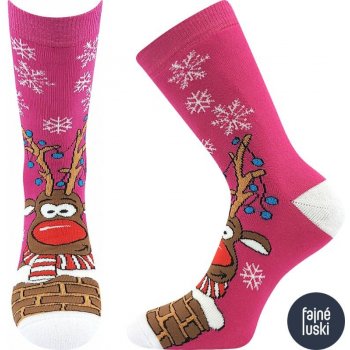 Boma RUDOLF vánoční froté ponožky růžová