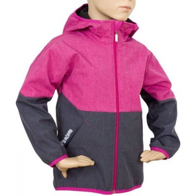 Fantom dětská softshellová bunda šedý melír s růžovým melírem