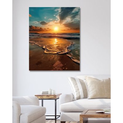 ZUTY Obrazy na stěnu - Pláž a západ slunce nad mořem Rozměr: 40x50 cm, Rámování: vypnuté plátno na rám – Zboží Mobilmania