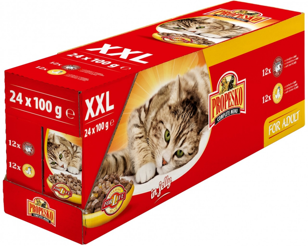 Propesko Kompletní krmivo pro dospělé kočky všech plemen 24 x 100 g