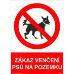 Zákaz venčení psů na pozemku, plast 148 x 210 x 0,5 mm A5 – Sleviste.cz