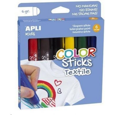 APLI Křídy na textil "Color Sticks" mix barev zatahovací 6 ks – Zboží Mobilmania