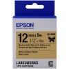 Barvící pásky Epson LabelWorks LK-4KBK C53S654001 12mm x 5m, černý tisk / zlatý podklad, textilní stuha, originální páska