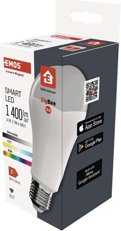 Emos Chytrá LED žárovka GoSmart A65 E27 14 W 94 W 1 400 lm RGB stmívatelná Zigbee