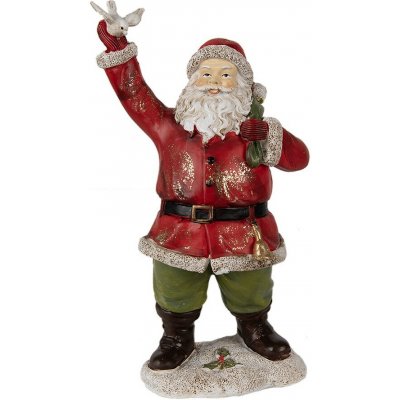 Clayre & Eef Vánoční dekorace Socha Santa s pytlem a holubicí - 13*10*23 cm – Hledejceny.cz