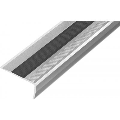 Acara schodová lišta vrtaná AP12/1 hliník elox stříbro, guma černá 18 mm 2,7 m
