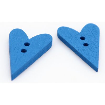 Pro Háčkování Knoflík srdce, dřevěný 25x15 mm modrý – Zboží Dáma