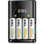 EBL univerzální nabíječka baterií AA AAA 9V včetně 4ks AA baterií 2800mAh – Zboží Živě