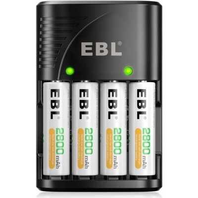 EBL univerzální nabíječka baterií AA AAA 9V včetně 4ks AA baterií 2800mAh – Zboží Živě