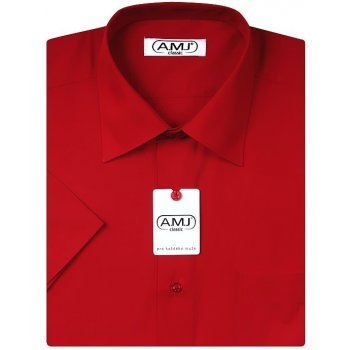 AMJ košile krátký rukáv košile jednobarevná červená JK076