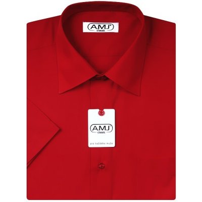 AMJ košile krátký rukáv košile jednobarevná červená JK076