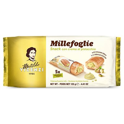 Matilde vincenzi millefoglie listové sušenky s pistáciovým krémem 125 g – Sleviste.cz