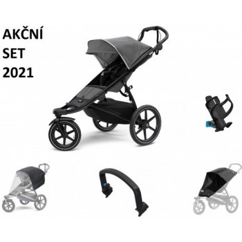 Thule Urban Glide 2 Grey Melange / Black 2021 + pláštěnka + madlo + ochranná síť + držák na pití