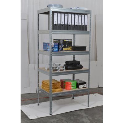 Kovona Kovový regál s policemi z MDF, 178 x 120 x 40 cm, 5 polic, nosnost až 150 kg, bez šroubů, ocel + MDF, úložný regál do sklepa, pozinkovaný – Zboží Dáma