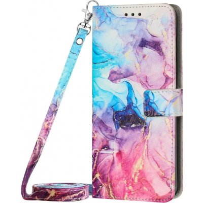 Pouzdro PROTEMIO 57048 ART MARBLE Peněženkový kryt s řemínkem Samsung Galaxy A54 5G BLUE PURPLE