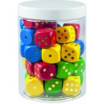 Detoa Hrací kostky barevné dřevo společenská hra 25mm 34 ks v plastové dóze 10x14cm 12m+ – Zboží Živě