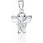 JVD Roztomilý stříbrný přívěsek Slon SVLP0182XD5BI00 – Zboží Mobilmania