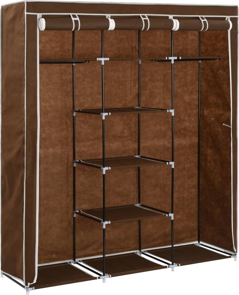 Vidaxl 282454 Wardrobe with Compartments and Rods Brown 150x45x175 cm Fabric
