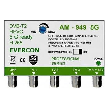 Evercon HEVC anténní zesilovač pro 4 TV AM-949 5G