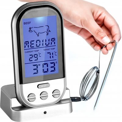 Retoo Teploměr na grilování Digitální bezdrátový teploměr na maso Teploměr na pečení Digitální teploměr na grilování Rozsah teploty 250 °C Retoo – Zboží Dáma