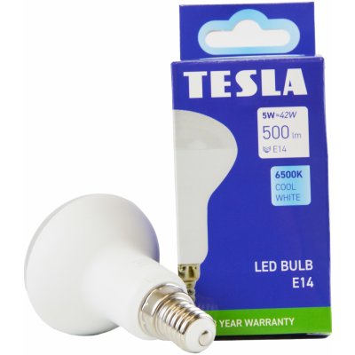 Tesla LED žárovka Reflektor R50, E14, 5W, 230V, 500lm, 25 000h, 6500K studená bílá, 180st – Zboží Mobilmania