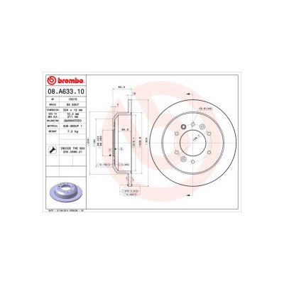 BREMBO brzdový kotouč 08.A633.10