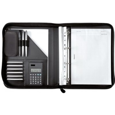 Konferenční desky A4 s kalkulačkou RICCIONE, zip, černá (30040) – Zboží Živě