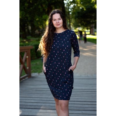 Jsem máma Oversize těhotenské a kojicí šaty srdíčka na modré – Sleviste.cz