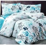 Brotex povlečení Satén Garden blue zipový uzávěr 140x220 70x90 – Zboží Mobilmania