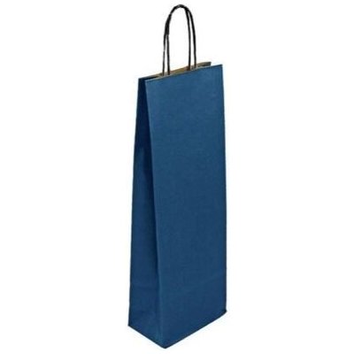 Papírová taška na víno modrá Mosela 140x80x390 mm s krouceným uchem – Zboží Mobilmania