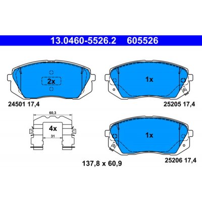 ATE Sada brzdových destiček, kotoučová brzda 13.0460-5526.2 – Zboží Mobilmania
