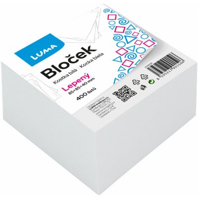LUMA TRADING lepený 85 × 85 × 40 mm, 400 lístků, bílý – Hledejceny.cz