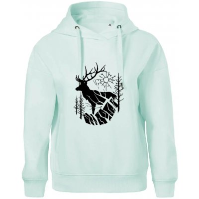 Jelen v lese křivky Oversized mikina dámská Moon kratší + širší Frost – Sleviste.cz