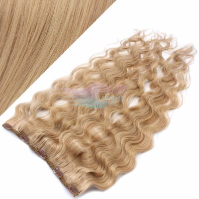 Vlnitý clip in pás 50cm 100% lidské vlasy - přírodní/světlejší blond #18/22 – Sleviste.cz