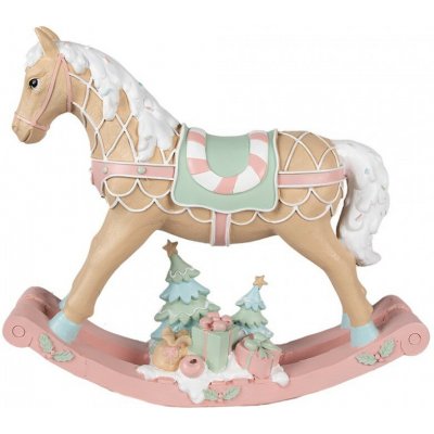Clayre & Eef Dekorace béžovo-růžový vánoční houpací koník Horse Pastello - 41*10*37 cm – Hledejceny.cz