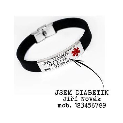 Šperky4U kaučukový zdravotní s rytinou zdravotních údajů OPA1745 – Zboží Mobilmania