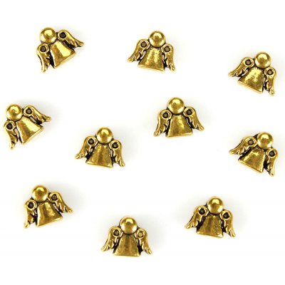 Kovový korálek - starozlatý - anděl - 10 x 13 x 6 mm - 1 ks – Hledejceny.cz
