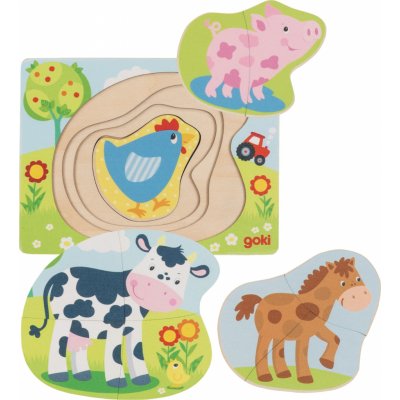 Goki vícevrstvá vkládačka Zvířátka z farmy – Sleviste.cz