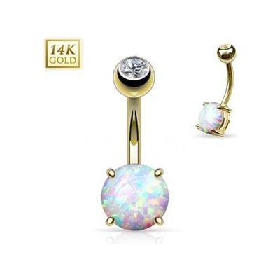 Šperky4U zlatý piercing do pupíku s opál velký ZL01046-YG – Zbozi.Blesk.cz