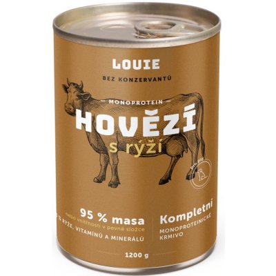 LOUIE konzerva pro psy - Hovězí s rýží 1200g