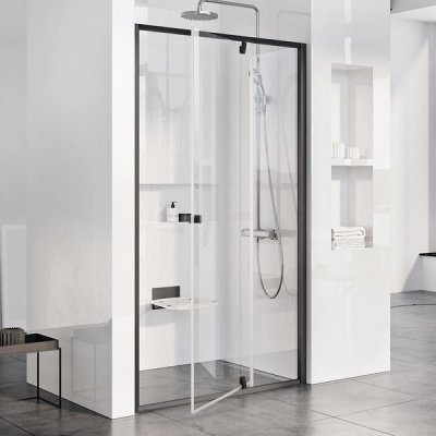 Ravak PIVOT PDOP2 - 120 BLACK/TRANSPARENT sprchové otočné dveře 120 cm, černý rám, čiré sklo