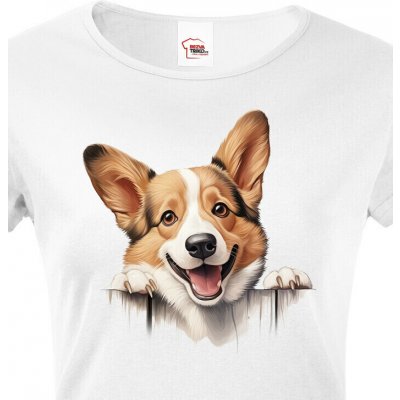 Bezvatriko.cz Dámské tričko Welsh Corgi Pembroke Bílá Canvas Dámské tričko s krátkým rukávem 2232 – Hledejceny.cz