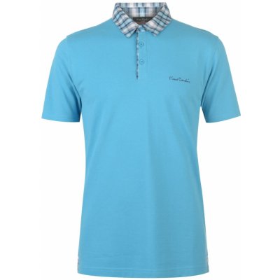 Pierre Cardin Short Sleeve Check Collar Polo Mens Turquoise – Zboží Mobilmania